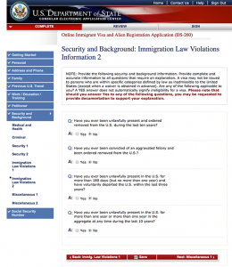 visa application form ds 260