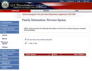 Form DS 260 online Immigrant visa and alien registration application